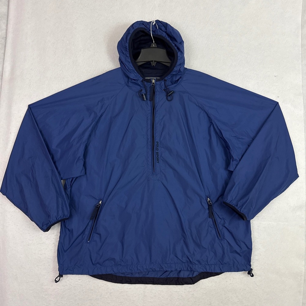 Polo Sport Ralph Lauren Anorak Jacket Mens XL Blue Vintage 90s Fleece Lined
